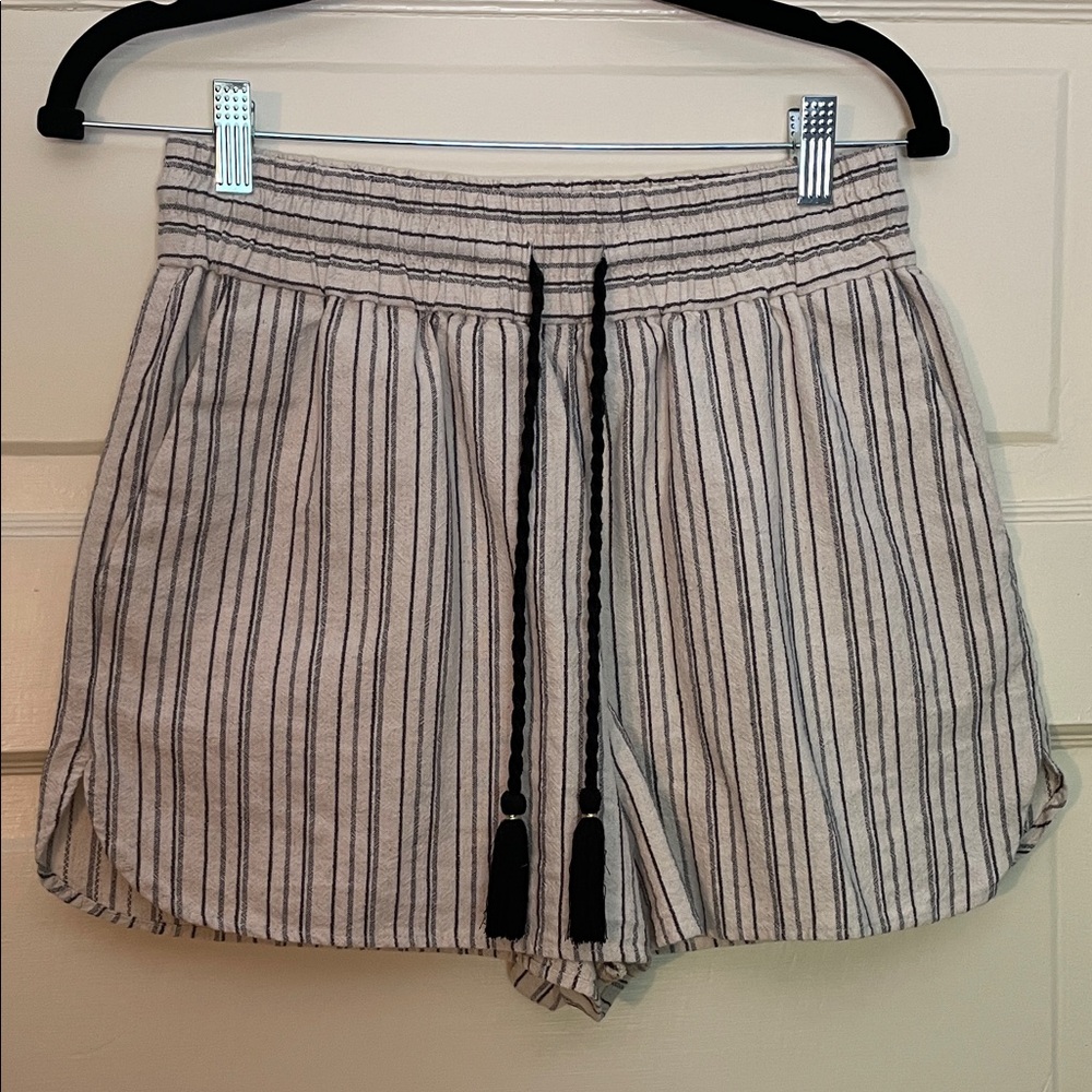 Zara Black and White Striped High Waist Shorts